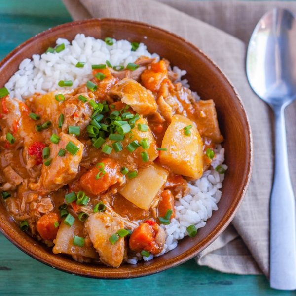 Gebr. Huhn Curry-Sauce und Gemüse